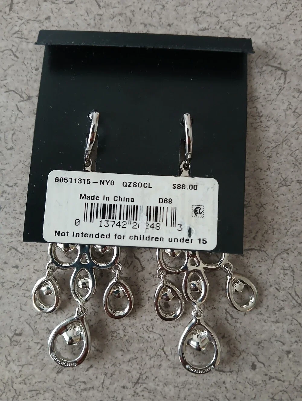 Givenchy Silver Crystal Teardrop Chandelier Earrings — Sparkling Clear Stones